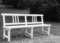 Isolated bench in the park.Calm place for thinking.