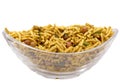 Isolated besan lehsuniya,south indian namkeen in bowl