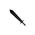 An isolated big sword icon on a white background. Fantasy Warrior weapons design Silhouette. Logo Vector illustration. Royalty Free Stock Photo