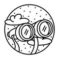 Isolated binoculars on a camping sticker Royalty Free Stock Photo