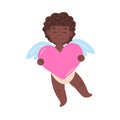 Isolated black african cupid with big heart Royalty Free Stock Photo