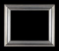 Isolated Black Background Photo Frame, Silver or Chrome Looking Antique Frame, Used Vintage Photo Frame Royalty Free Stock Photo