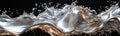 Isolated on a black background, sparkling chrome metal splashes create a realistic illustration of shiny, iridescent