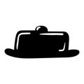 Isolated black butter dish in simple cartoon style