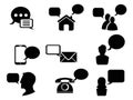 Black chat icons set