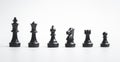 Isolated of black chess include king queen horse ship and pawn on white background Royalty Free Stock Photo