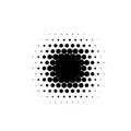 Isolated black color abstract round shape halftone dotted cartoon comics blot background, dots decorative elements