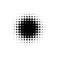 Isolated black color abstract round shape halftone dotted cartoon comics blot background, dots decorative elements