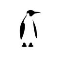 Isolated black contour of penguin on white background. Sea animal, bird. Silhouette of penguin flat design Royalty Free Stock Photo
