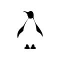 Isolated black contour of penguin on white background. Sea animal, bird. Silhouette of penguin flat design. Front view Royalty Free Stock Photo