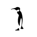 Isolated black contour of penguin on white background. Sea animal, bird. Silhouette of penguin flat design. Side view Royalty Free Stock Photo