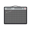 Isolated black electric guitar amplifier, cabinet equipment for musician flat logo or icon style, print for tee-shirt Royalty Free Stock Photo