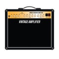 Isolated black electric guitar amplifier, cabinet equipment for musician flat logo or icon style, print for tee-shirt and graphic Royalty Free Stock Photo