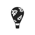 Isolated black floral balloon logo. Vector aerostate icon