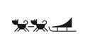 Isolated black icon of dogs with sled on white background. Silhouette of dogsledding. Logo flat design. Winter entertainment. Side Royalty Free Stock Photo