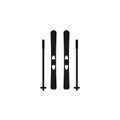 Isolated black icon of pair of alpine skiing on white background. Silhouette of pair ski with ski poles. Logo flat design. Winter Royalty Free Stock Photo