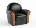 An isolated black leather chez lounge chair is the subject of a 3D rendering Royalty Free Stock Photo
