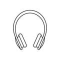 Isolated black outline earphones on white background. Line icon.