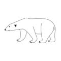 Isolated black outline polar bear on white background. Curve lines. Page of coloring book. Royalty Free Stock Photo
