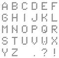 Isolated black pixel alphabet made of black arrows made by hand