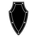 Isolated black shield on white background. Vector illustration of the shield. Emblem, symbol, shield icon. Royalty Free Stock Photo