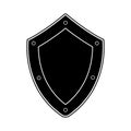 Isolated black shield on white background. Vector illustration of the shield. Emblem, symbol, shield icon. Royalty Free Stock Photo