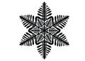 Isolated black silhouette of a snowflake on a white background