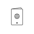Isolated black thin line passport icon