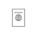 Isolated black thin line passport icon