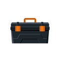 Isolated black toolbox. Professional toolkit for hand tools. Cartoon industrial icon of equipment kit