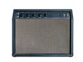Isolated black vintage combo amplifier. Royalty Free Stock Photo