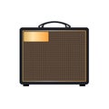 Isolated black vintage electric guitar combo amplifier flat logo or icon style, print for tee-shirt, and graphic design Royalty Free Stock Photo