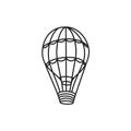 Isolated vintage outline balloon logo. Vector aerostate icon