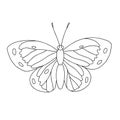 Isolated black and white butterfly on a white background. Vector illustration.