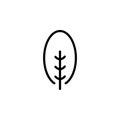 Isolated black and white color trees illustrations. Lineart style vector forest icon and logo set. Park and garden flat Royalty Free Stock Photo
