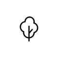 Isolated black and white color trees illustrations. Lineart style vector forest icon and logo set. Park and garden flat Royalty Free Stock Photo