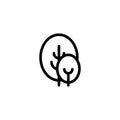 Isolated black and white color trees illustrations. Lineart style vector forest icon and logo set. Park and garden flat Royalty Free Stock Photo