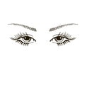 Isolated black and white female eyes. hand drawn illustration Royalty Free Stock Photo