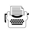 Isolated black and white typewriter icon. Flat Vector for writers