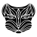 Isolated black and white vector illustration design of silhouette lined cat