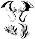 Isolated black winged Dragon tattoo Royalty Free Stock Photo