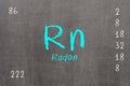 Isolated blackboard with periodic table, Radon