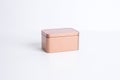 Isolated blank copper tin box packaging white background shipping pack brown container