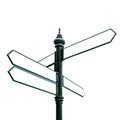 Isolated blank green steel signpost