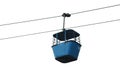 Isolated blue gondola lift with cables