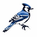 Isolated Blue Jay Illustration In Neo-pop Iconography Style Royalty Free Stock Photo