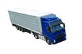 Isolated blue lorry with grey trailer (upper view) Royalty Free Stock Photo