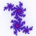 Isolated blue orange fractal ornaments in white background. Red corner of frame. Royalty Free Stock Photo