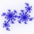 Isolated blue orange fractal ornaments in white background. Red corner of frame. Royalty Free Stock Photo