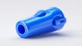 Blue plastic pipe connector on white background Royalty Free Stock Photo